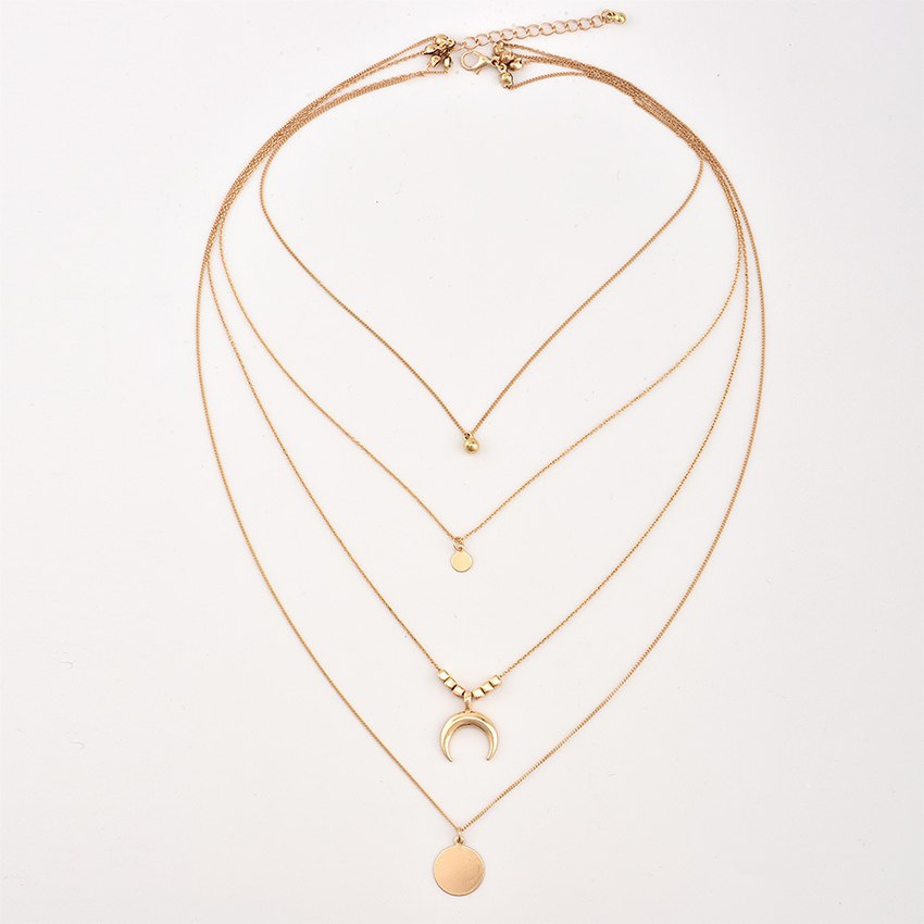 Silver or Gold Bohemian Multi-layer Moon Necklaces (10 main pendant styles)