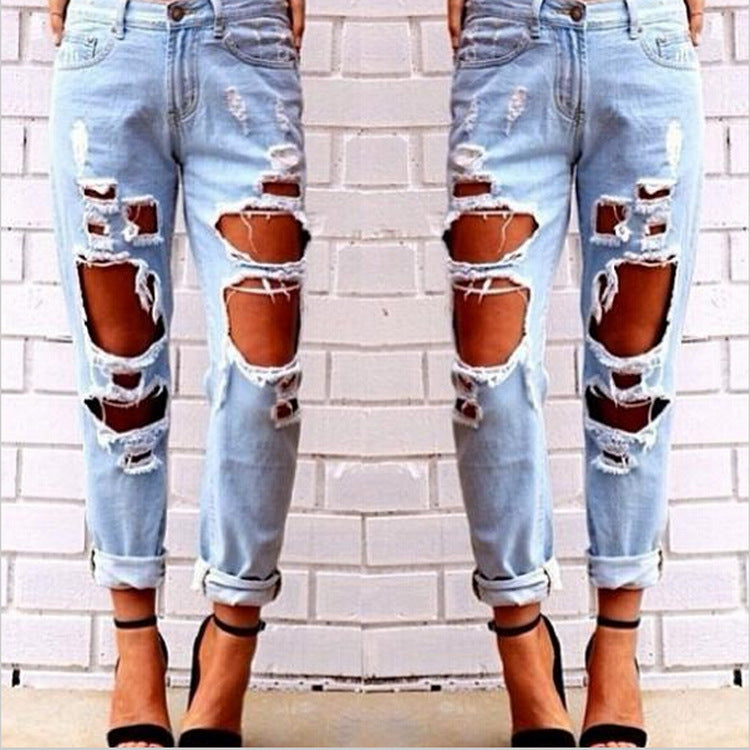 Loose Ripped Boyfriend Jeans (2 colors)