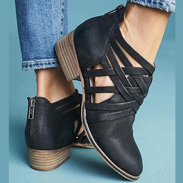 Pointed Woven Heeled Booties (4 colors)